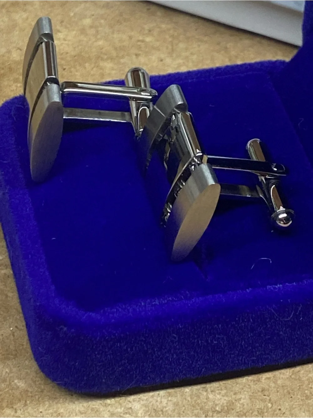 Polished Silver Link Cufflinks for Men